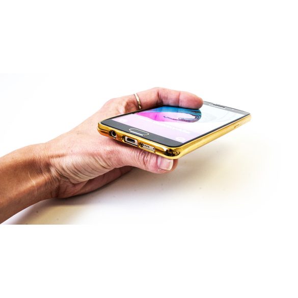 Apple iPhone 5 / 5S / SE, TPU szilikon tok, Forcell Diamond, köves virágminta, arany