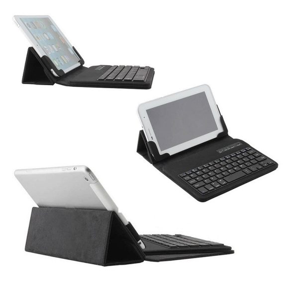 Bluetooth billentyűzetes mappa tok, univerzális, 7"- 8" tablethez, fekete