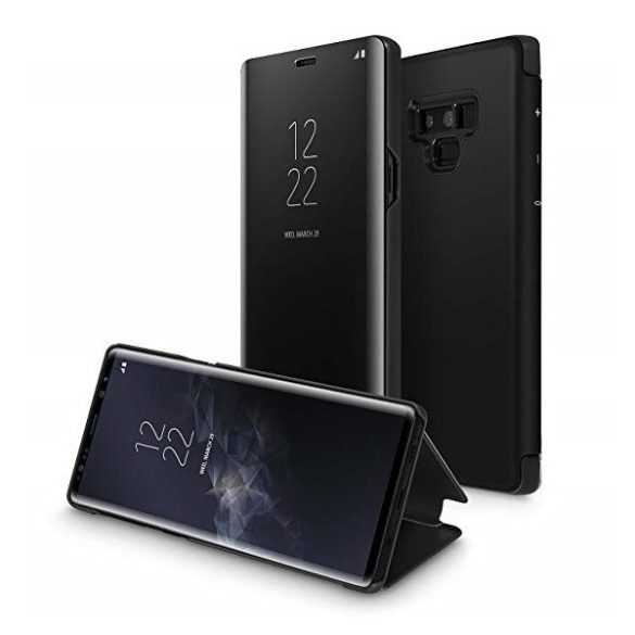 Huawei P20, Oldalra nyíló tok, hívás mutatóval, Smart View Cover, fekete (utángyártott)