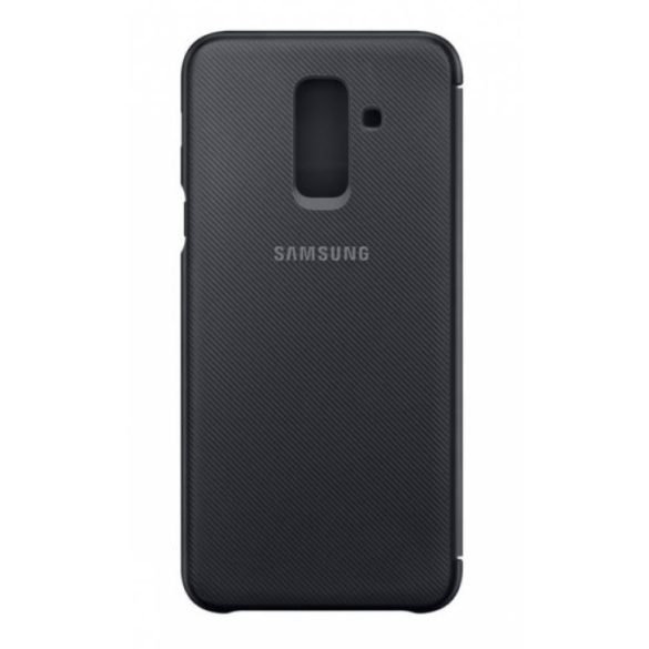 Samsung Galaxy A6 Plus (2018) SM-A605F, Oldalra nyíló tok, karbon minta, fekete, gyári