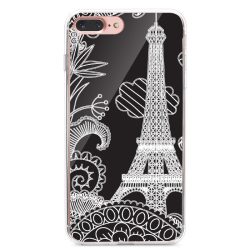   Samsung Galaxy J7 (2017) SM-J730F, TPU szilikon tok, rajzolt Eiffel-torony minta, TrendLine, fekete/fehér