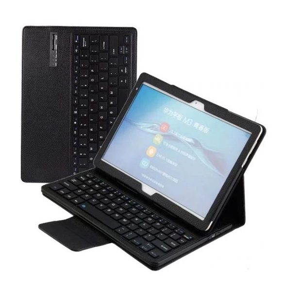 Huawei Mediapad M3 Lite 10.0, Bluetooth billentyűzetes mappa tok, fekete