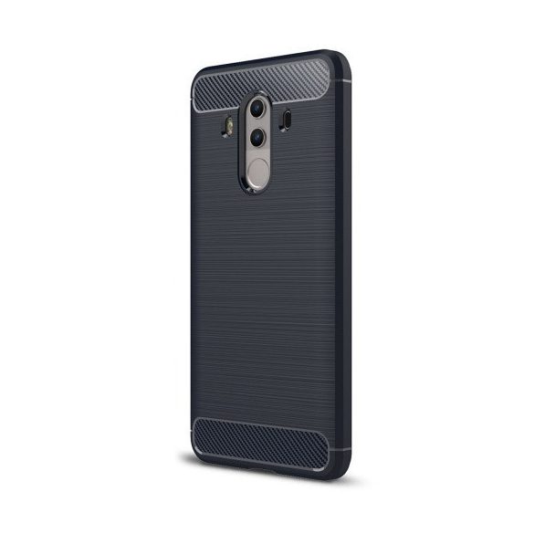 Huawei Y6 Prime (2018) / Honor 7A, TPU szilikon tok, közepesen ütésálló, szálcsiszolt, karbon minta, sötétkék