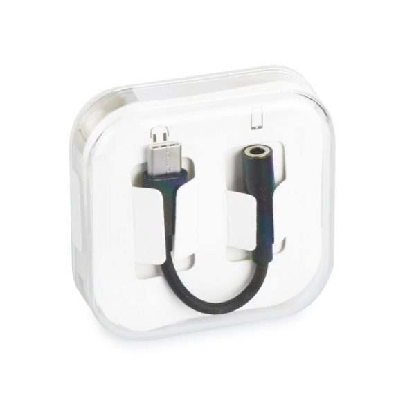 Adapter, USB Type-C - 3.5 mm jack átalakító, fekete (dobozos)