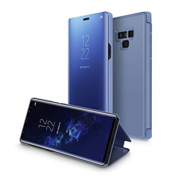 Samsung Galaxy A6 (2018) SM-A600F, Oldalra nyíló tok, hívás mutatóval, Smart View Cover, kék (utángyártott)