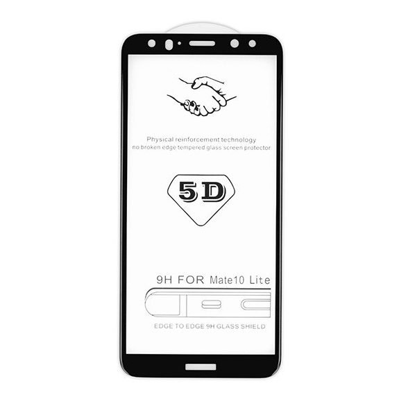 Samsung Galaxy S9 SM-G960, Kijelzővédő fólia, ütésálló fólia (az íves részre is!), Tempered Glass (edzett üveg), fekete