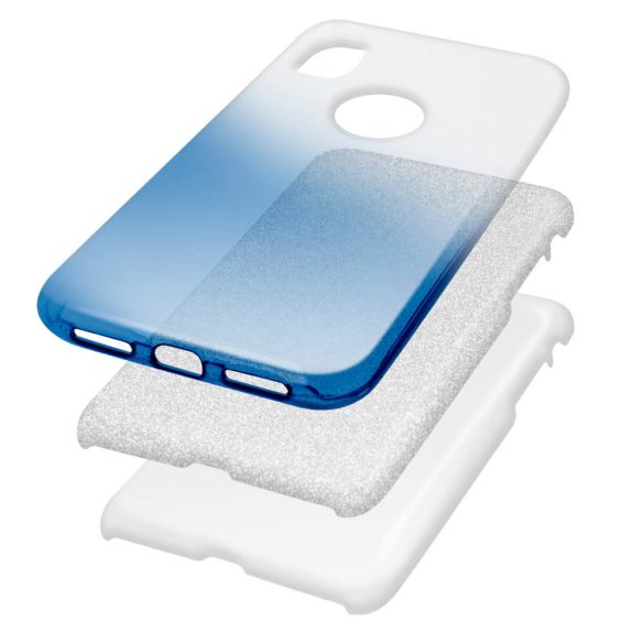 Apple iPhone XS Max, TPU szilikon tok, csillogó, Forcell Shining, kék/ezüst