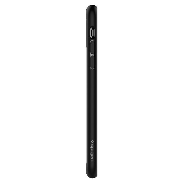 Apple iPhone 11, Műanyag hátlap védőtok + szilikon keret, Spigen Ultra Hybrid, átlátszó/fekete
