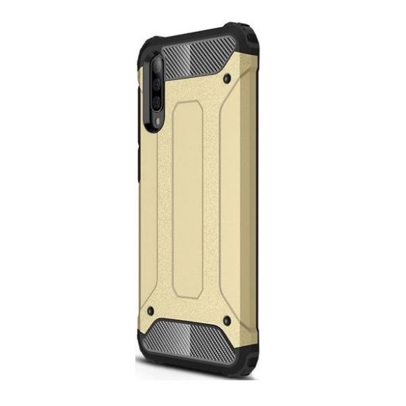 OnePlus 7 Pro, Műanyag hátlap védőtok, Defender, fémhatású, arany