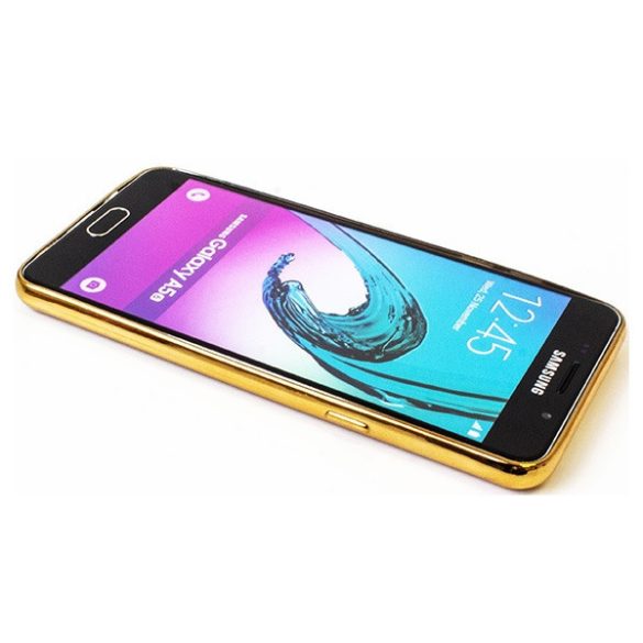 Samsung Galaxy A10s SM-A107F, Szilikon tok, Forcell Diamond, köves virágminta, arany