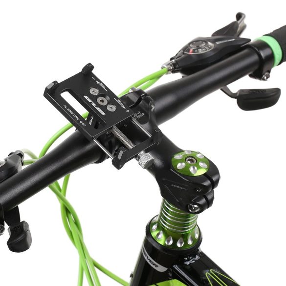 Univerzális, kerékpáros / biciklis tartó, 50 - 100 mm-es készülékekhez, kormányra szerelhető, 360°-ban állítható, GUB G-85, fekete