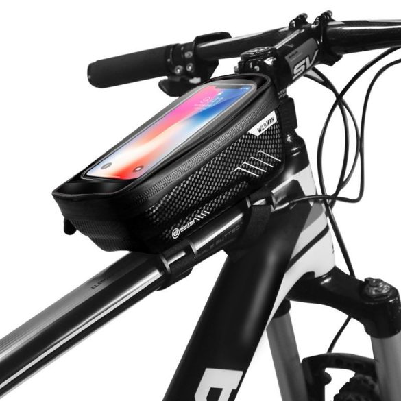 Univerzális, kerékpáros / biciklis tartó, táska, 6.5", vázra szerelhető, vízálló, WildMan E2-M, fekete