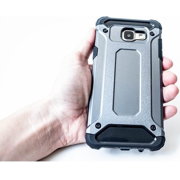 OnePlus 7, Műanyag hátlap védőtok, Defender, fémhatású, ezüst