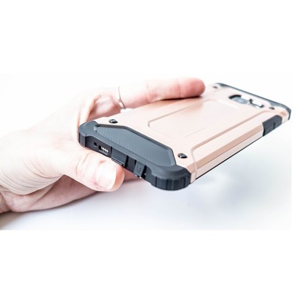 OnePlus 7, Műanyag hátlap védőtok, Defender, fémhatású, vörösarany