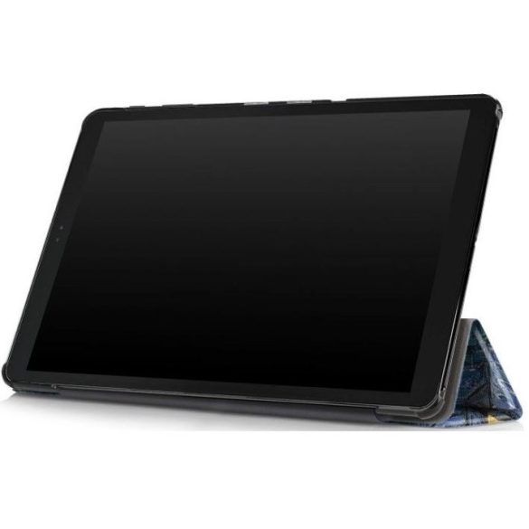 Samsung Galaxy Tab A 10.1 (2019) SM-T510 / T515, mappa tok, csillagos éj minta, Trifold, kék/színes