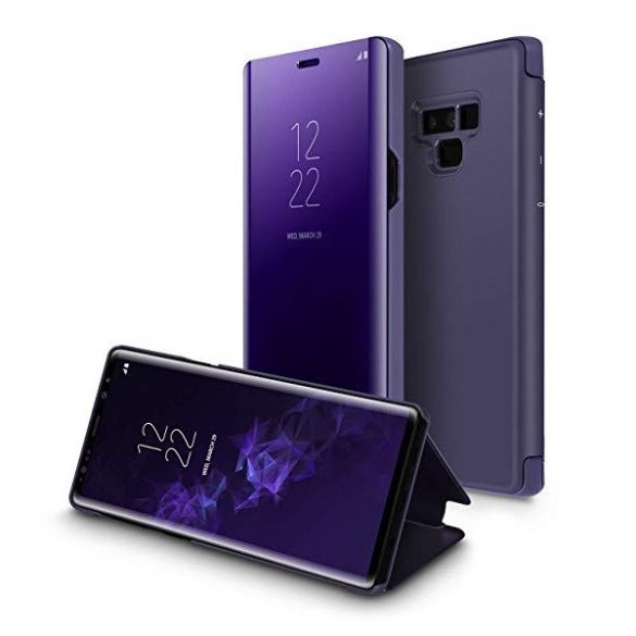 Samsung Galaxy A01 SM-A015F, Oldalra nyíló tok, hívás mutatóval, Smart View Cover, lila (utángyártott)