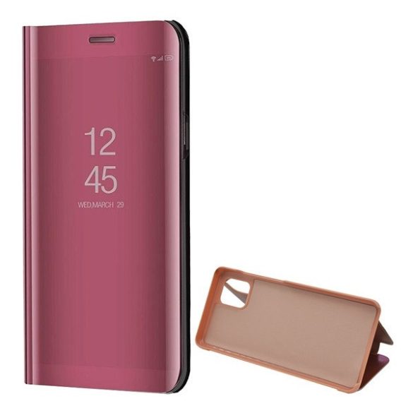 Samsung Galaxy A21 SM-A210F, Oldalra nyíló tok, hívás mutatóval, Smart View Cover, vörösarany (utángyártott)