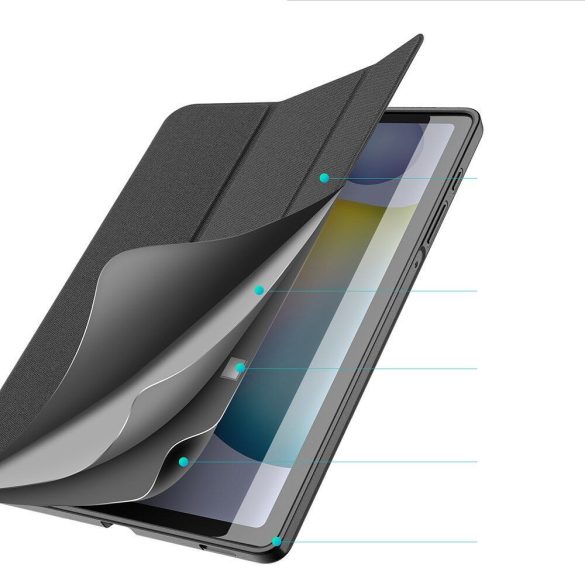 Samsung Galaxy Tab S6 Lite 10.4 / Tab S6 Lite 10.4 (2022) SM-P610 / P615 / P613 / P619, mappa tok, Trifold, S Pen tartóval, Dux Ducis Domo, fekete