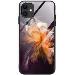   Xiaomi Redmi 8A, Szilikon védőkeret, edzett üveg hátlap, márvány minta, Wooze FutureCover, fekete/színes