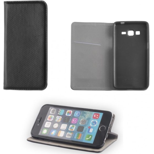 Motorola Moto E6 Play, Oldalra nyíló tok, stand, Smart Magnet, fekete