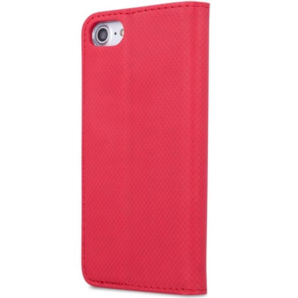 Apple iPhone 5 / 5S / SE, Oldalra nyíló tok, stand, Smart Magnet, piros