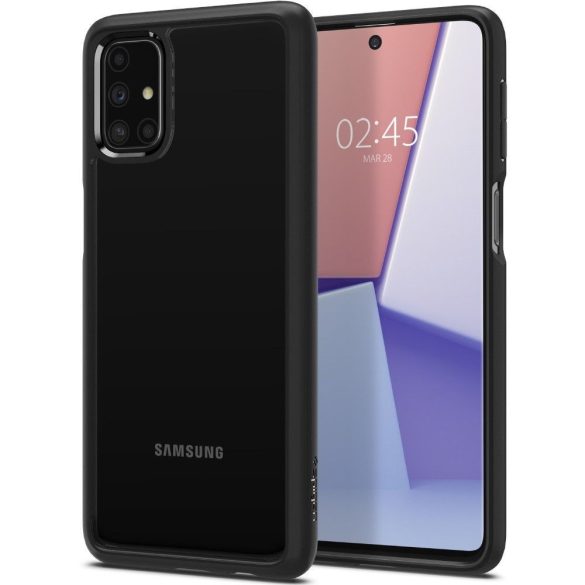 Samsung Galaxy M31s SM-M317F, Műanyag hátlap védőtok + szilikon keret, Spigen Ultra Hybrid, átlátszó/fekete