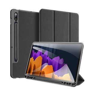 Samsung Galaxy Tab S7 11.0 / Tab S8 11.0, mappa tok, Trifold, S Pen tartóval, Dux Ducis Domo, fekete