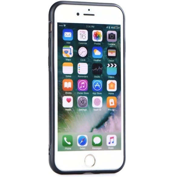 Apple iPhone 12 Pro Max, Szilikon védőkeret, üveg hátlap, Glass Case, fekete