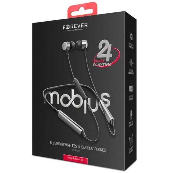Bluetooth sztereó fülhallgató, v5.0, sportoláshoz, vezérlő gombok, mikrofon, Forever Mobius24, BSH-300, fekete