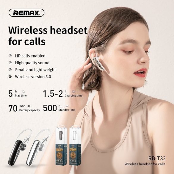 Bluetooth fülhallgató, v5.0, Remax RB-T32, ezüst
