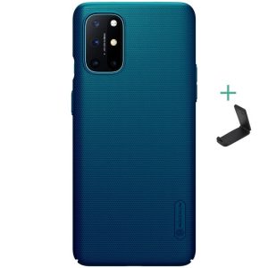 OnePlus 8T / 8T Plus 5G, Műanyag hátlap védőtok, stand, Nillkin Super Frosted, zöldes-kék