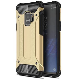Motorola Moto G9 / G9 Play / E7 Plus, Műanyag hátlap védőtok, Defender, fémhatású, arany