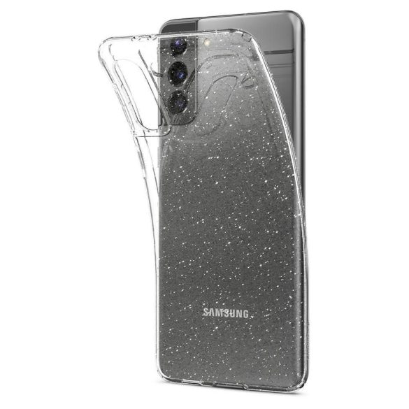 Samsung Galaxy S21 5G SM-G991, Szilikon tok, Spigen Liquid Crystal Glitter, átlátszó