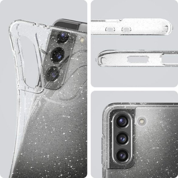Samsung Galaxy S21 5G SM-G991, Szilikon tok, Spigen Liquid Crystal Glitter, átlátszó