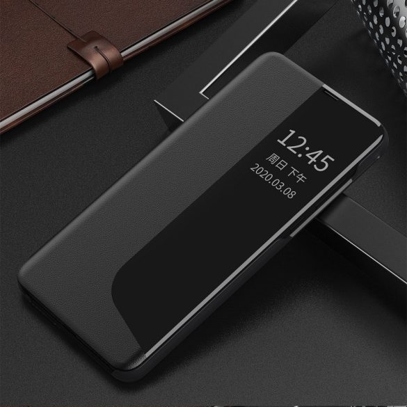 Huawei Mate 20, Oldalra nyíló tok, stand, hívás mutatóval, Wooze FashionBook, fekete