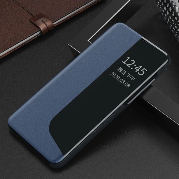 Huawei Mate 20, Oldalra nyíló tok, stand, hívás mutatóval, Wooze FashionBook, kék