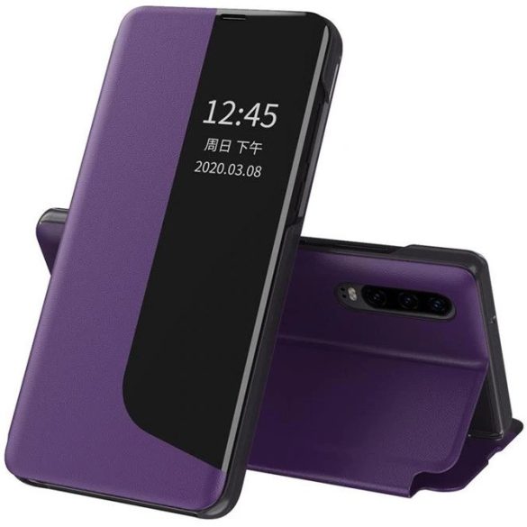 Huawei Mate 20, Oldalra nyíló tok, stand, hívás mutatóval, Wooze FashionBook, lila