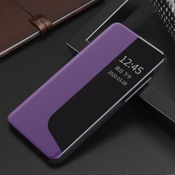 Huawei Mate 20, Oldalra nyíló tok, stand, hívás mutatóval, Wooze FashionBook, lila