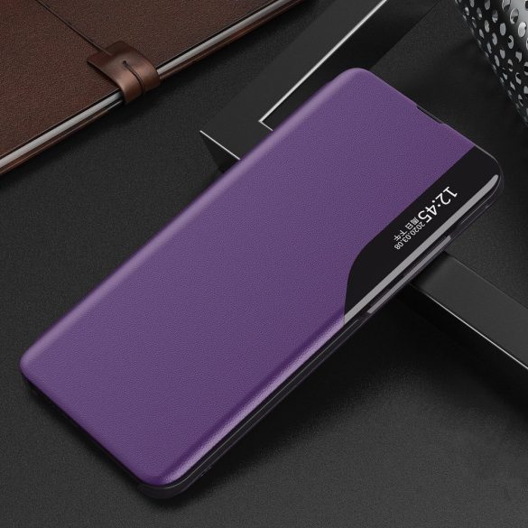 Huawei P Smart (2020), Oldalra nyíló tok, stand, hívás mutatóval, Wooze FashionBook, lila