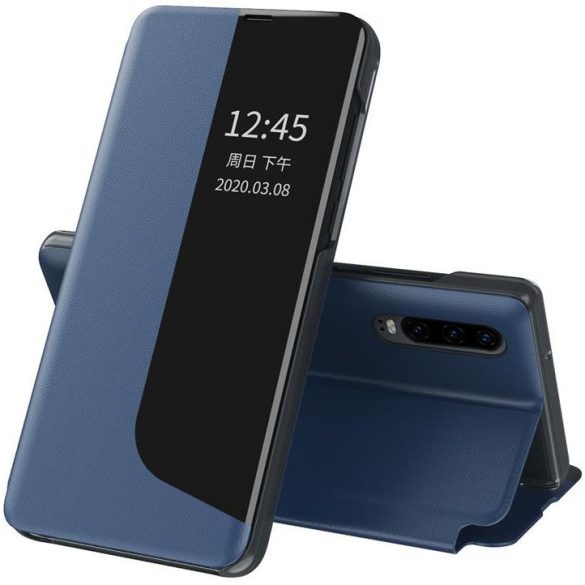 Huawei P30, Oldalra nyíló tok, stand, hívás mutatóval, Wooze FashionBook, kék