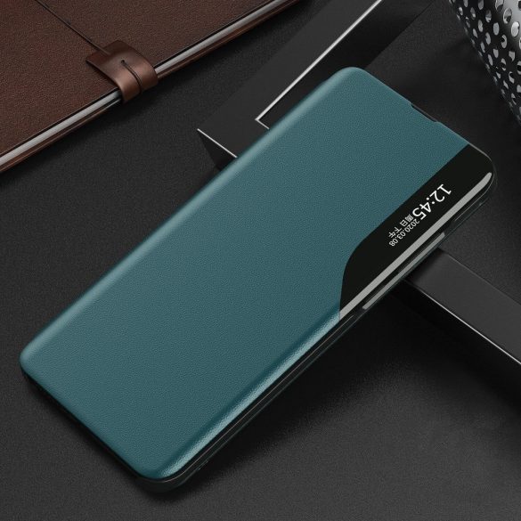 Huawei P30 Lite, Oldalra nyíló tok, stand, hívás mutatóval, Wooze FashionBook, zöld