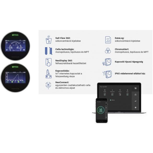 EVO Touch Link Sóbontó készülék, ph + redox + hőmérséklet szabályozóval, smart funkció, 20g/óra, 75m3-ig