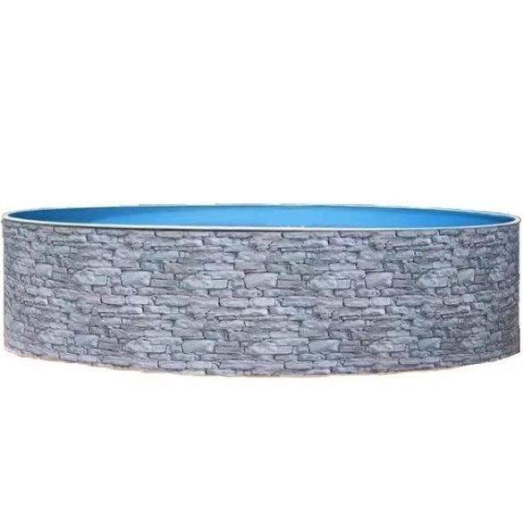 Azuro round Stone fémpalástos medence, szűrő nélkül, kő minta, D460 x 120 cm, szürke