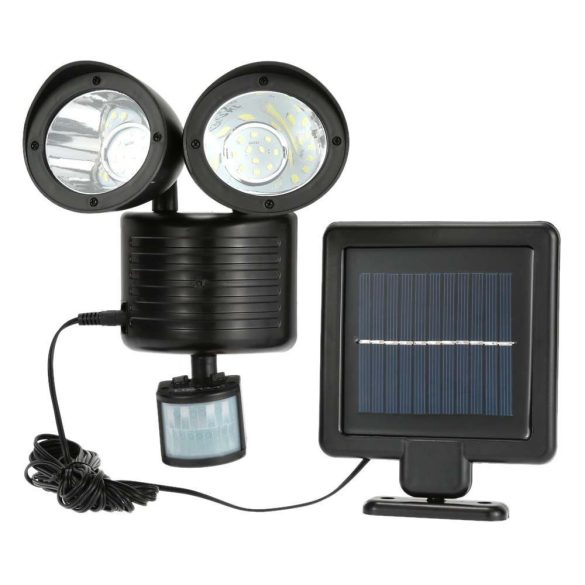 Mozgásérzékelős lámpa, 2 ágú, napelemes, IP44, állítható világítás időzítővel, 125° -os érzékelés