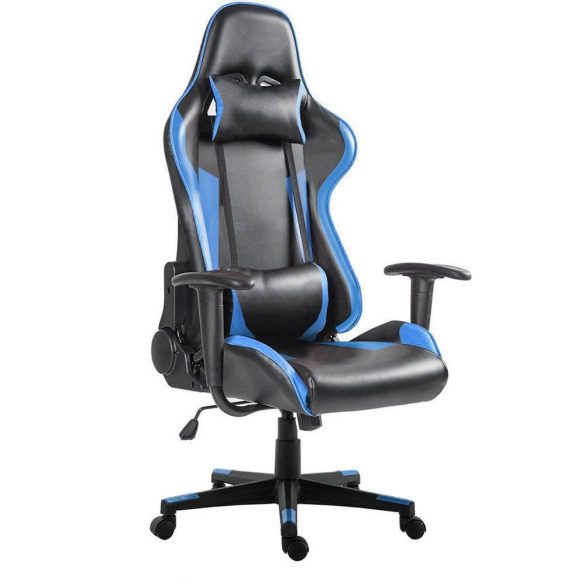 Irodai  Gamer szék, dönthető, gázlift, derék és fejpárnával, PRO, kék