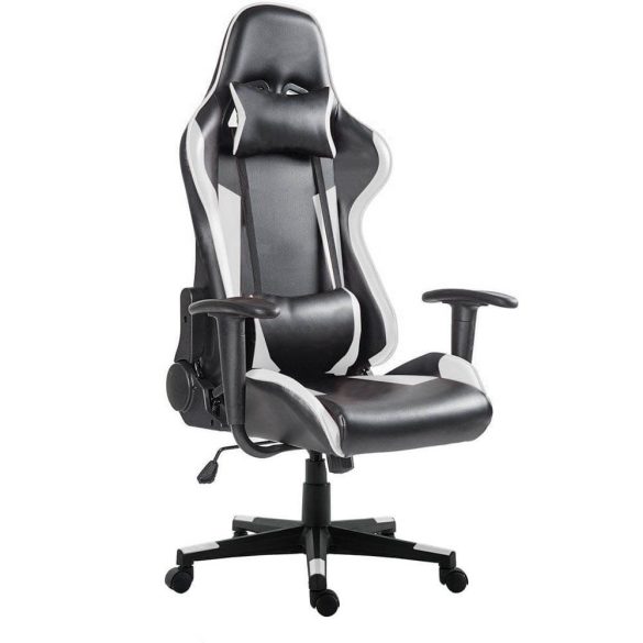 Irodai  Gamer szék, dönthető, gázlift, derék és fejpárnával, PRO, szürke