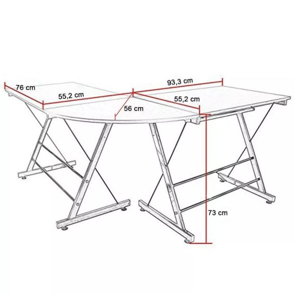 Íróasztal, L alakú, kihúzható billentyűzet tartó, számítógépház tatró, 99 x 64 x 20 cm, sötétbarna