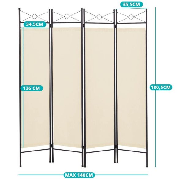 4 paneles térelválasztó paraván, bézs