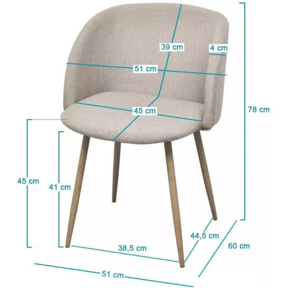 Betti kárpitozott szék, 2 db, szürke