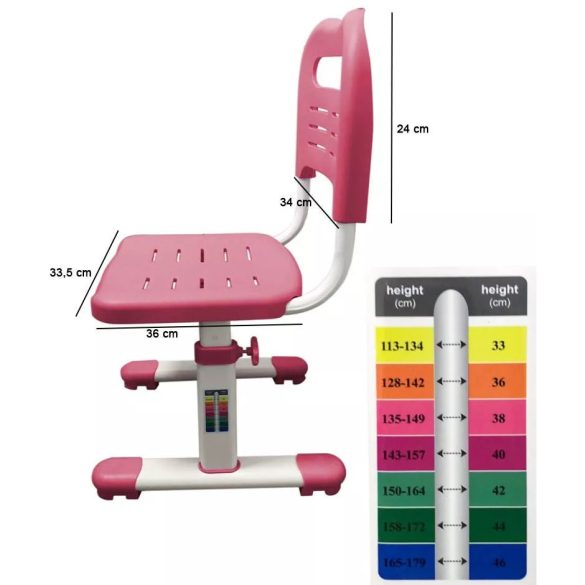 Állítható magasságú, többfunkciós, gyerek íróasztal, rózsaszín